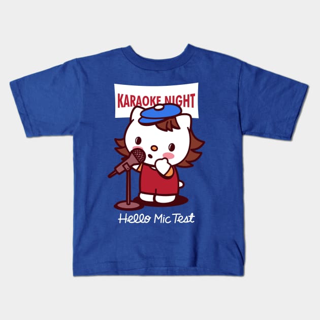 Cute Cat Funny Karaoke Night Singing Cartoon Kids T-Shirt by BoggsNicolas
